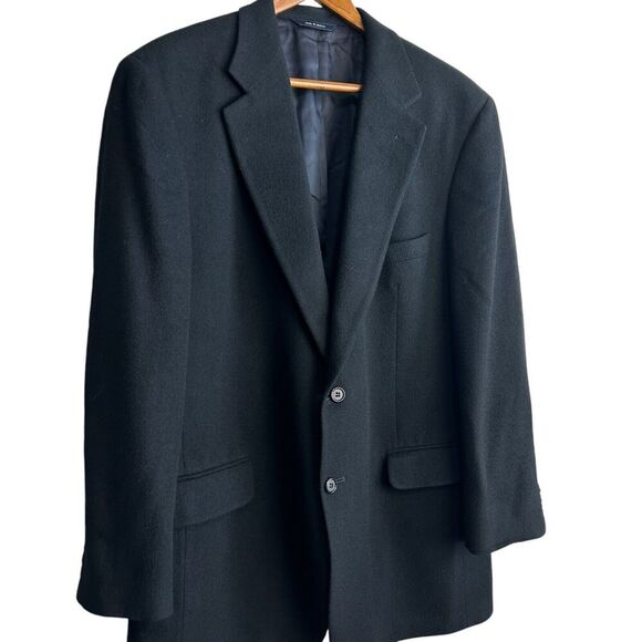 Brooks Brothers Sport Coat Mens 42R Solid Black Camel Hair Blazer Two Button - Picture 2 of 9